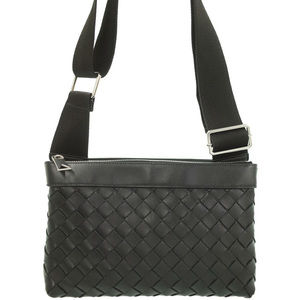 Bottega Veneta Intrecciato Messenger Bag Shoulder Bag Black